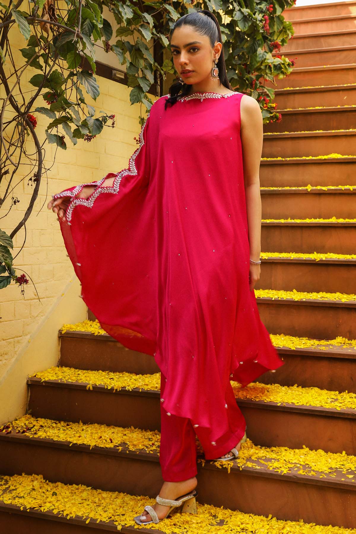 Buy Embroidered Palazzo & Cape Set Online